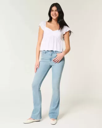 Vaqueros bootcut de tiro medio y lavado claro