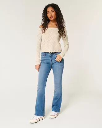 Vaqueros bootcut de tiro medio y lavado medio