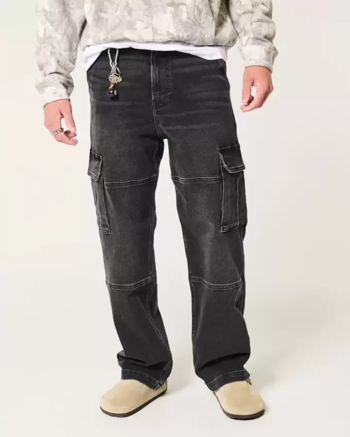 Vaqueros cargo holgados negros lavados Vaqueros cargo holgados negros lavados