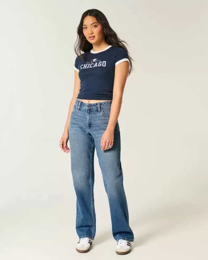 Vaqueros de papá con cintura alta y curvas Vaqueros de papá con cintura alta y curvas