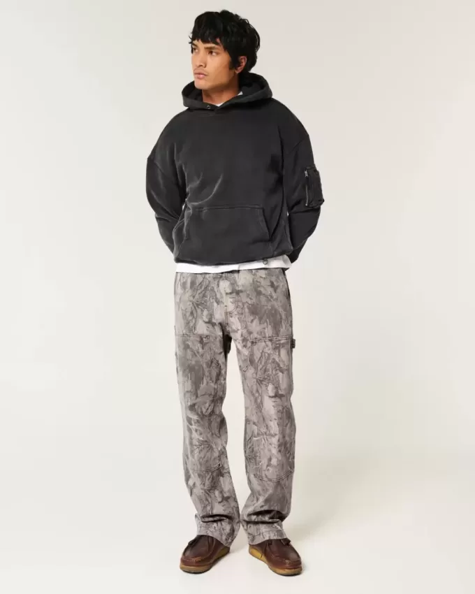 Vaqueros holgados de carpintero con estampado de camuflaje Vaqueros holgados de carpintero con estampado de camuflaje