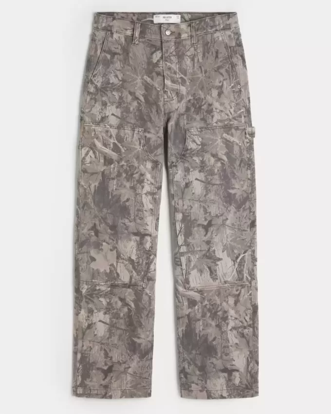 Vaqueros holgados de carpintero con estampado de camuflaje Vaqueros holgados de carpintero con estampado de camuflaje