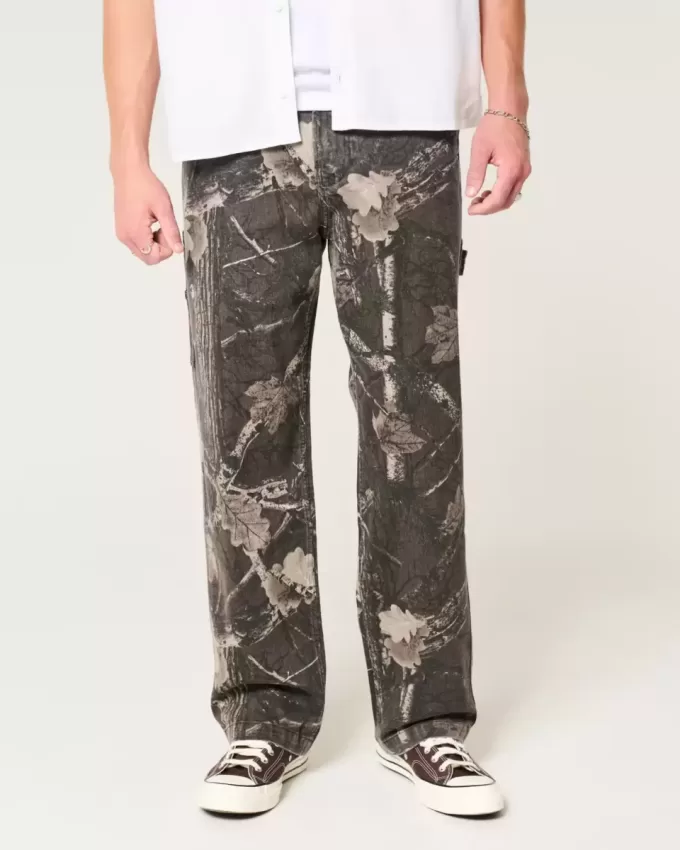 Vaqueros holgados de pintor con estampado de camuflaje Vaqueros holgados de pintor con estampado de camuflaje
