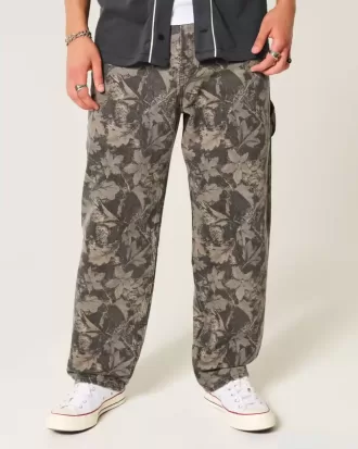 Vaqueros holgados estilo pintor con diseño de camuflaje