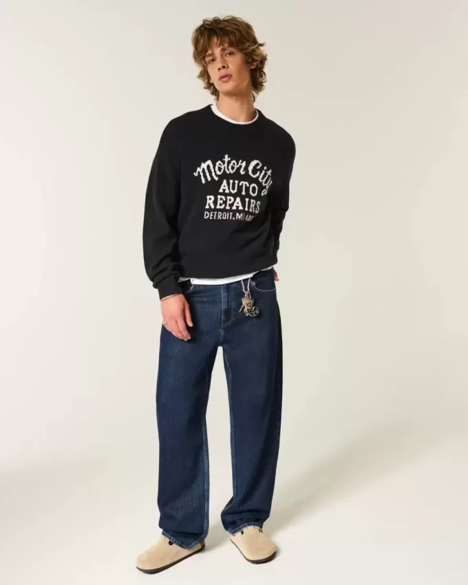 Vaqueros holgados estilo skater con lavado oscuro Vaqueros holgados estilo skater con lavado oscuro