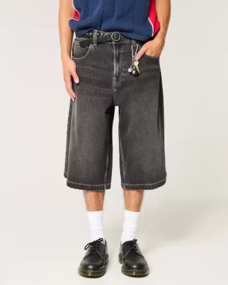 Vaqueros holgados estilo skater de media longitud en negro lavado