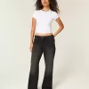 Vaqueros holgados negros lavados con cintura ajustable y tiro bajo Vaqueros holgados negros lavados con cintura ajustable y tiro bajo