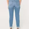 Vaqueros mom de tiro ultraalto con lavado medio rotos y curvas Vaqueros mom de tiro ultraalto con lavado medio rotos y curvas