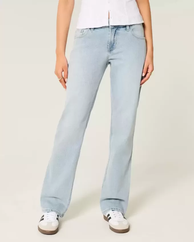 Vaqueros rectos relajados de tiro bajo con lavado claro Vaqueros rectos relajados de tiro bajo con lavado claro