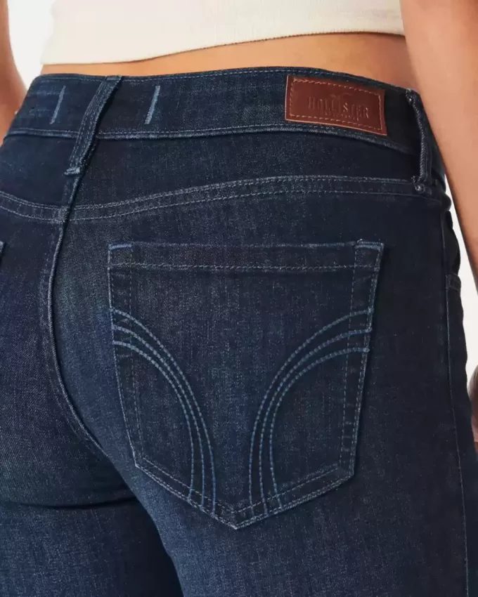 Vaqueros super ajustados de tiro bajo con lavado oscuro