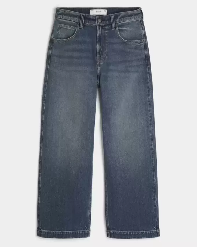 Vaqueros super holgados con estampado de dados y lavado oscuro Vaqueros super holgados con estampado de dados y lavado oscuro