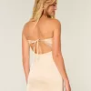 Vestido ajustado de satén sin tirantes con lazo Vestido ajustado de satén sin tirantes con lazo