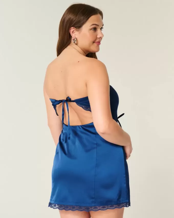 Vestido ajustado de satén sin tirantes con lazo Vestido ajustado de satén sin tirantes con lazo