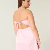 Vestido ajustado de satén sin tirantes con lazo Vestido ajustado de satén sin tirantes con lazo