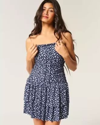 Vestido de punto sin tirantes tipo falda pantalón
