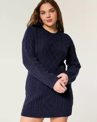 Vestido de suéter de punto trenzado acogedor