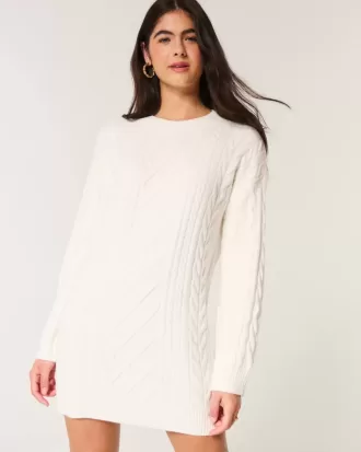Vestido de suéter de punto trenzado acogedor Vestido de suéter de punto trenzado acogedor