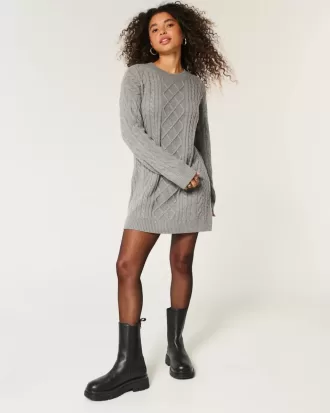 Vestido estilo suéter extragrande de punto trenzado
