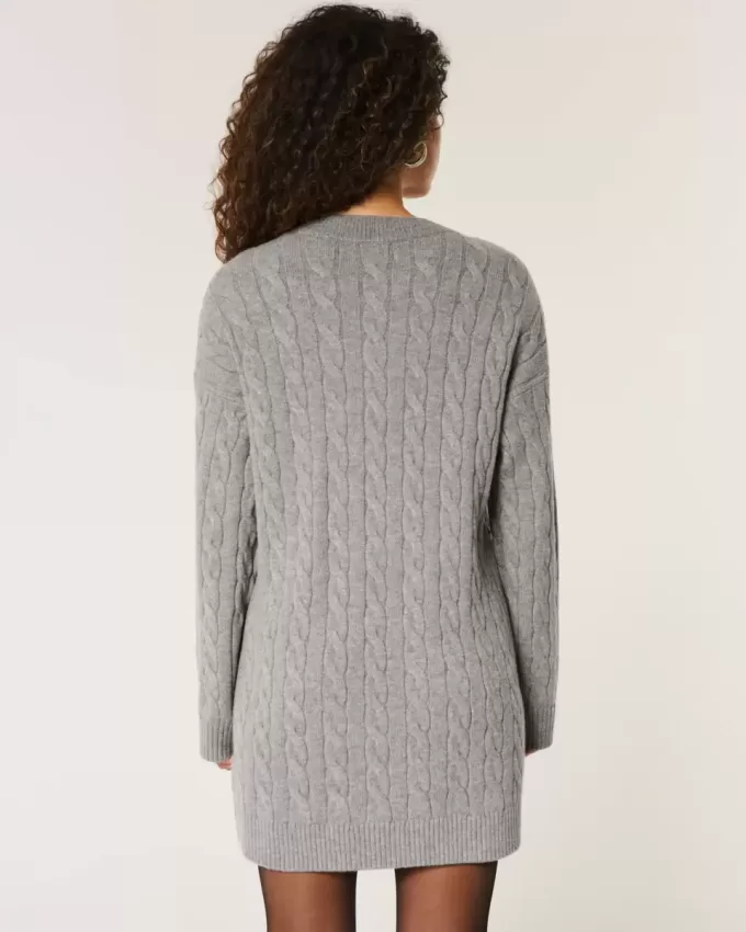 Vestido estilo suéter extragrande de punto trenzado
