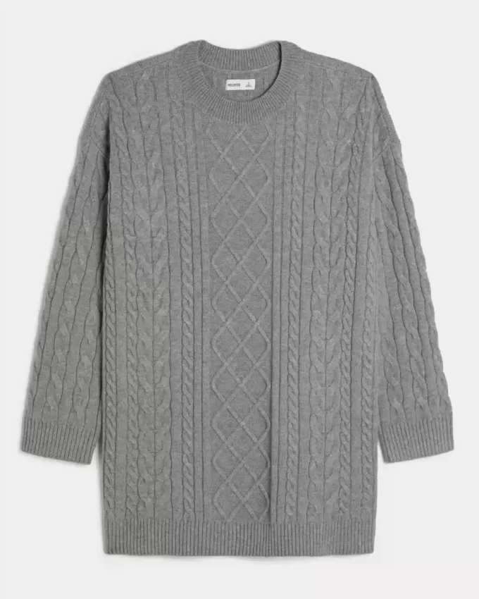 Vestido estilo suéter extragrande de punto trenzado