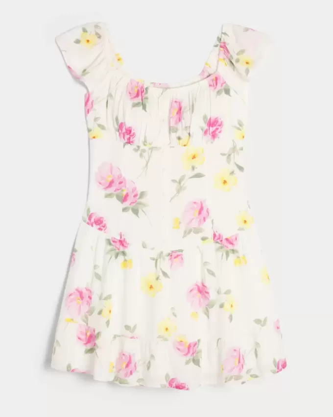 Vestido falda pantalón con mangas onduladas