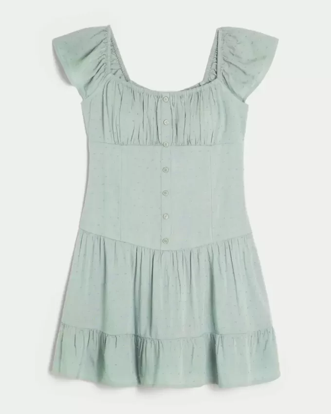 Vestido falda pantalón con mangas onduladas Vestido falda pantalón con mangas onduladas