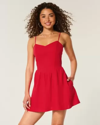 Vestido falda pantalón de mezcla de lino con espalda abierta