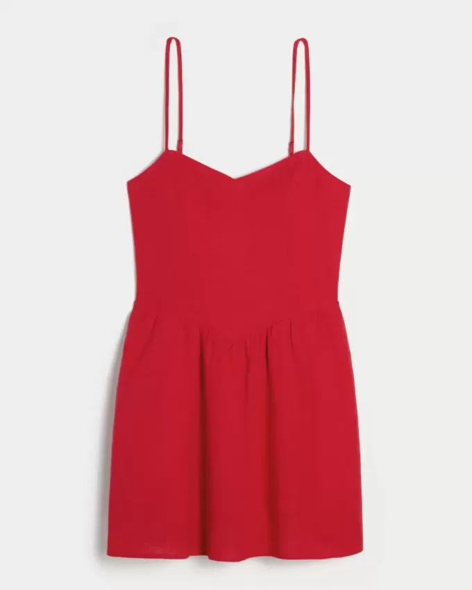 Vestido falda pantalón de mezcla de lino con espalda abierta Vestido falda pantalón de mezcla de lino con espalda abierta