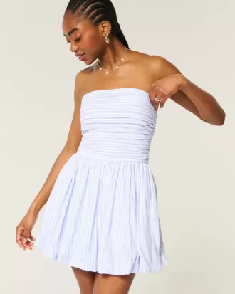 Vestido falda-pantalón fruncido con burbujas