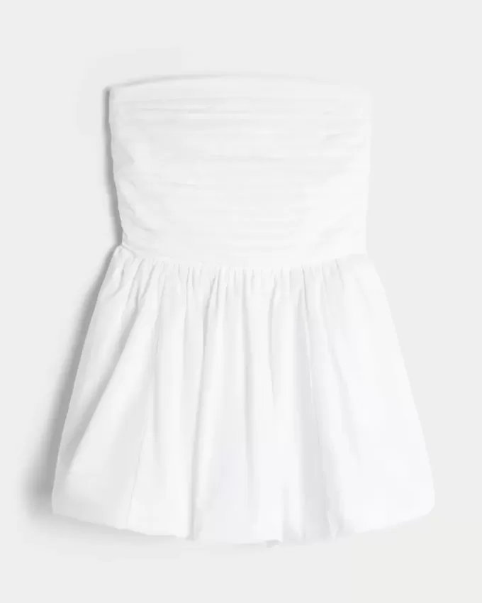 Vestido falda-pantalón fruncido con burbujas Vestido falda-pantalón fruncido con burbujas