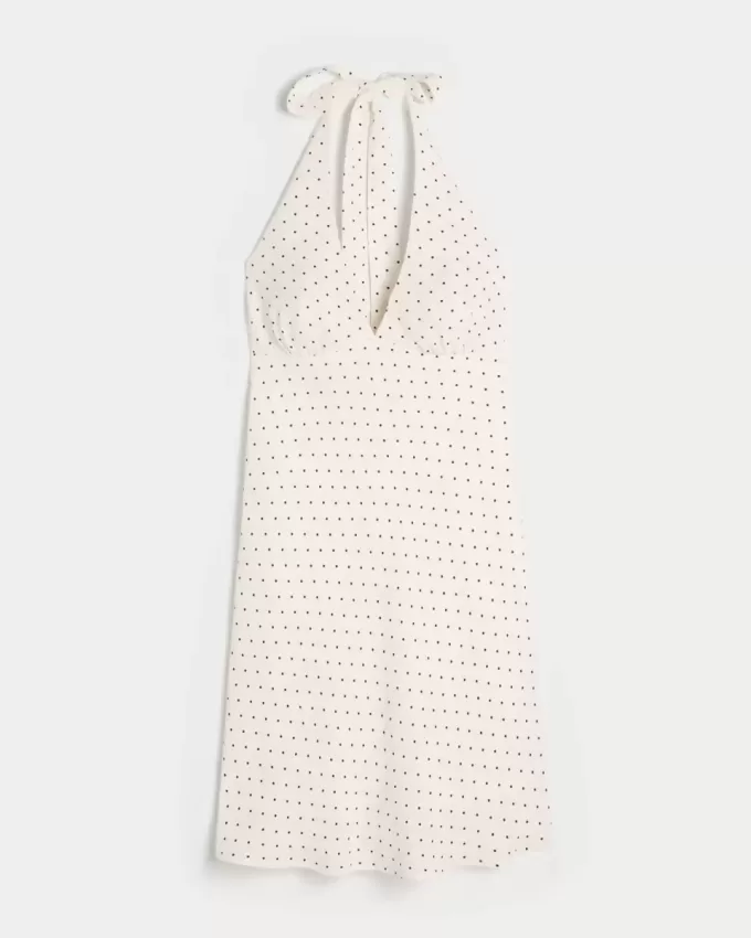 Vestido halter de crepé con espalda abierta Vestido halter de crepé con espalda abierta