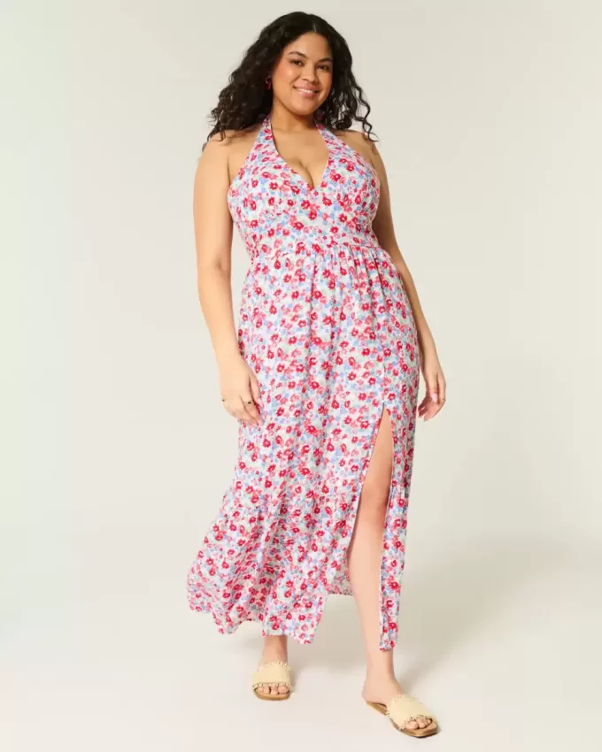 Vestido largo con cuello halter Vestido largo con cuello halter
