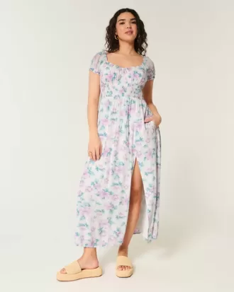 Vestido largo de manga corta con espalda abierta