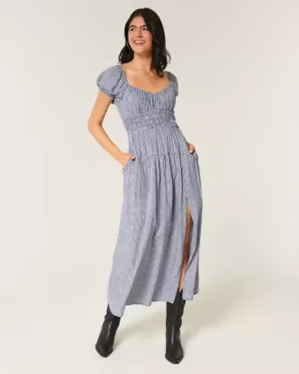 Vestido largo de manga corta con espalda abierta