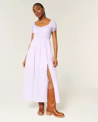 Vestido largo de manga corta con espalda abierta