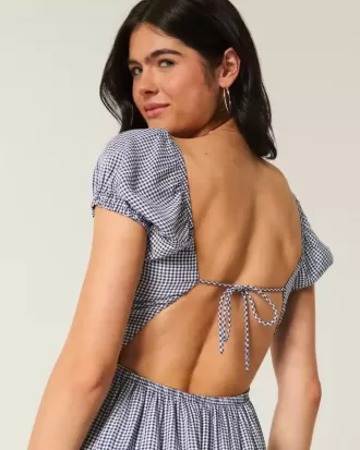 Vestido largo de manga corta con espalda abierta