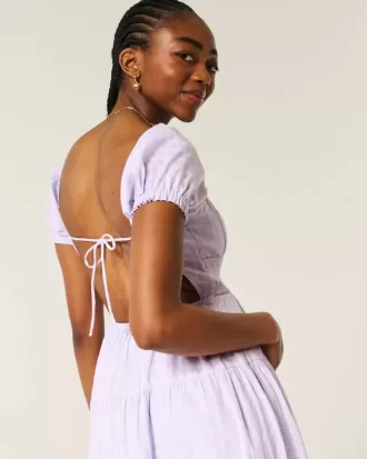 Vestido largo de manga corta con espalda abierta
