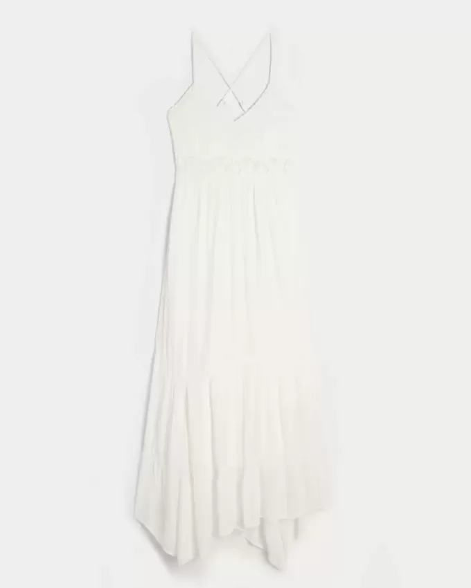 Vestido largo estilo crochet con tejido mixto Vestido largo estilo crochet con tejido mixto