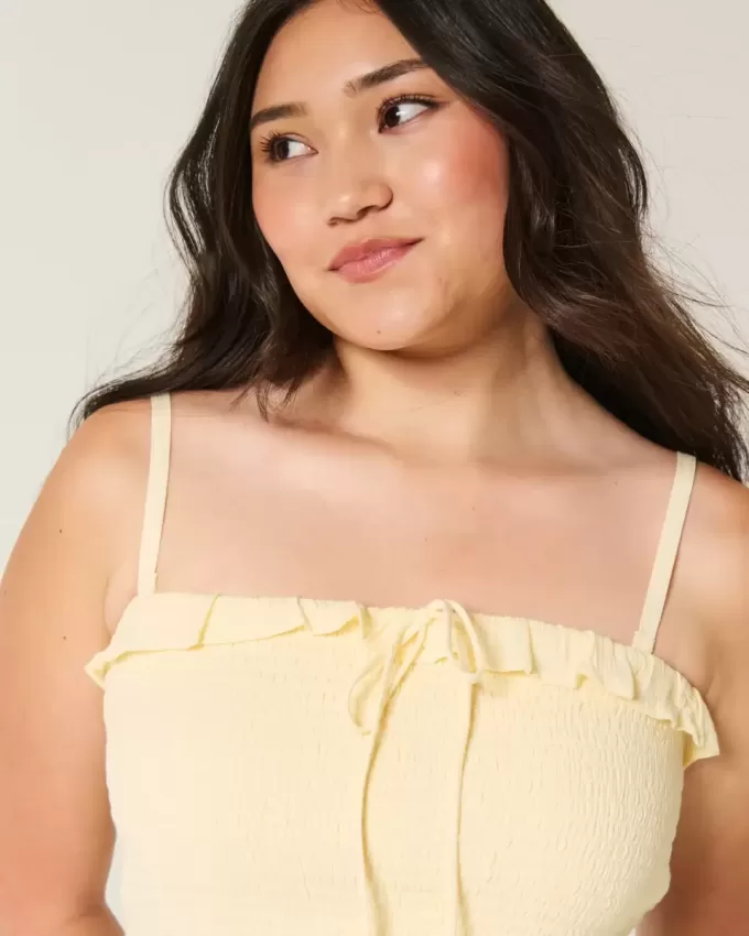 Vestido largo fruncido sin tirantes