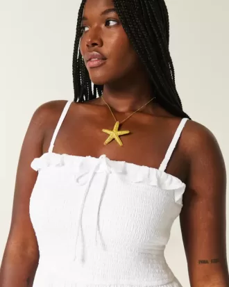 Vestido largo fruncido sin tirantes