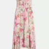 Vestido largo fruncido sin tirantes