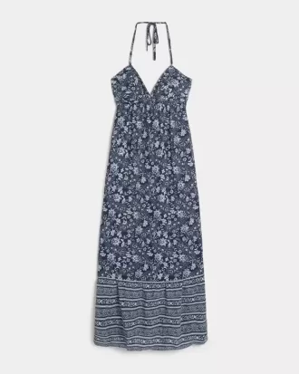 Vestido largo halter con espalda abierta