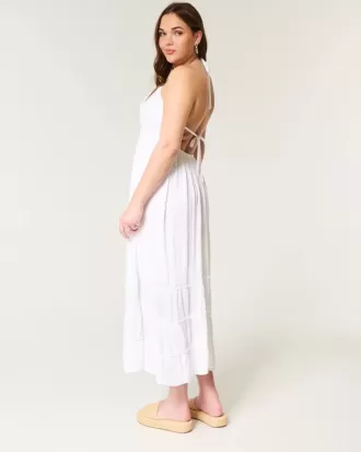 Vestido largo halter con espalda abierta