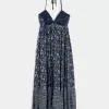 Vestido largo halter con espalda abierta