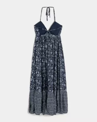 Vestido largo halter con espalda abierta