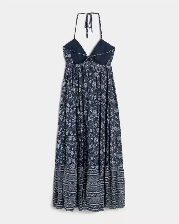Vestido largo halter con espalda abierta