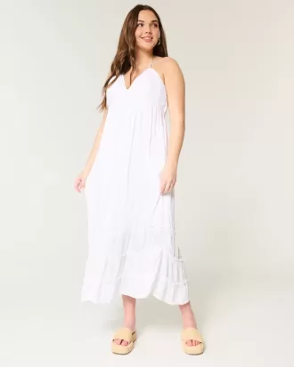 Vestido largo halter con espalda abierta