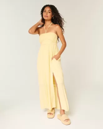Vestido largo trenzado sin tirantes
