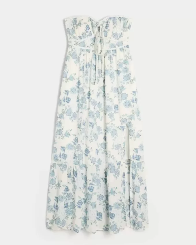 Vestido largo trenzado sin tirantes Vestido largo trenzado sin tirantes