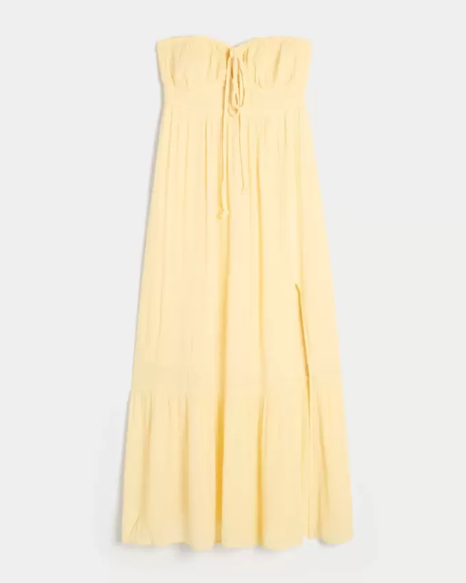Vestido largo trenzado sin tirantes Vestido largo trenzado sin tirantes
